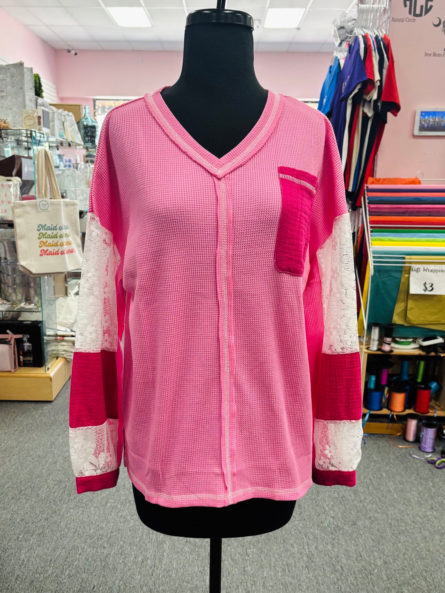 Bonbon Lace Floral V Neck Top