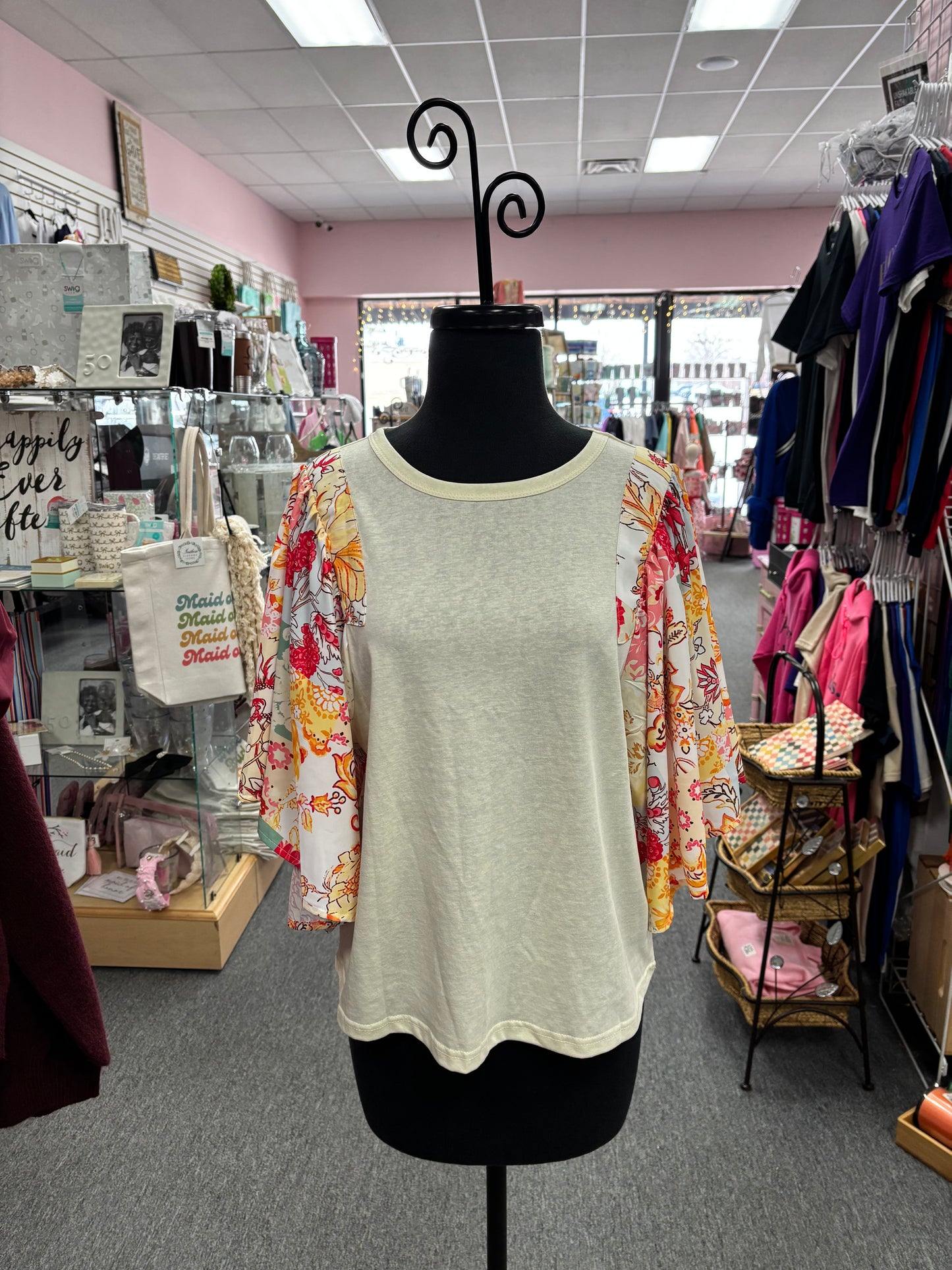 Beige Floral Blouse