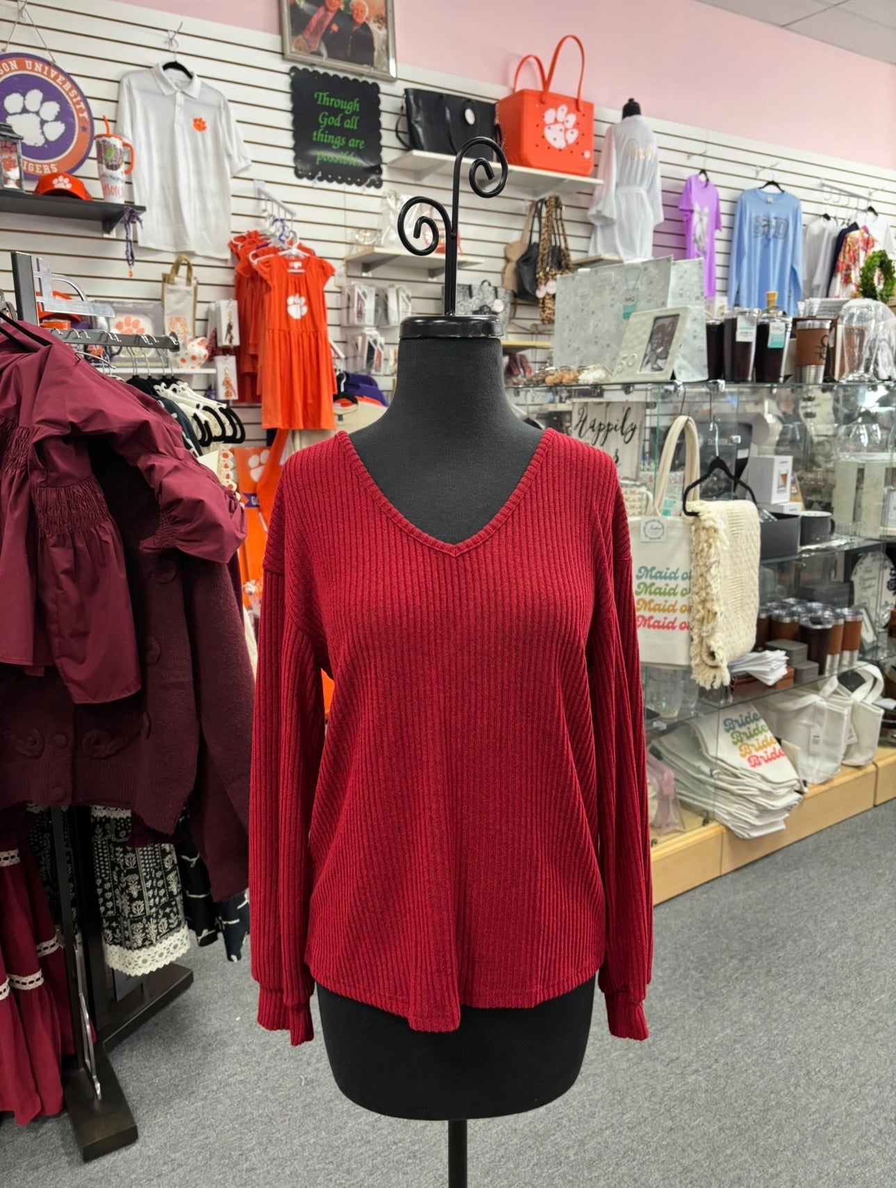 Red Leopard Back Bow Top