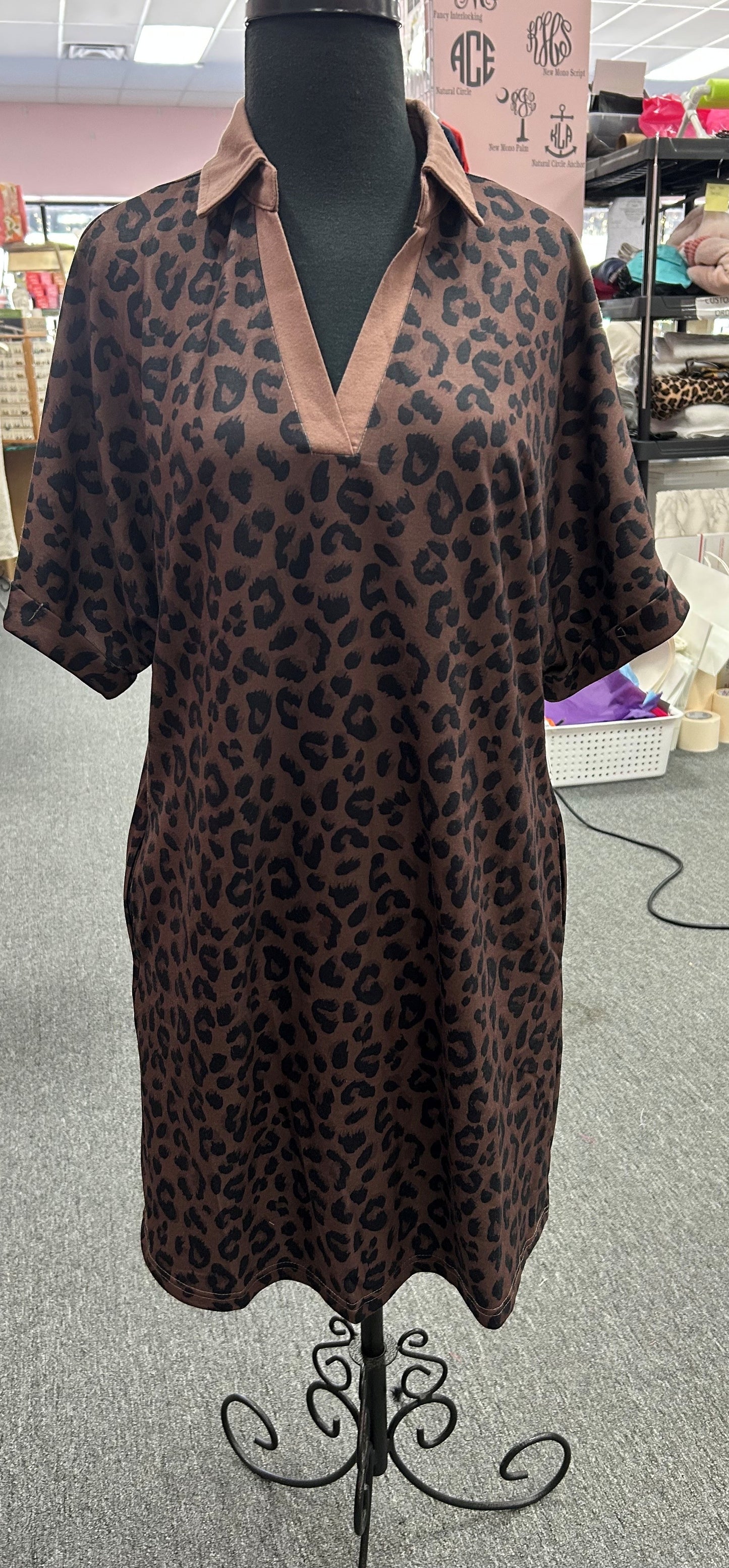 Brown Leopard Mini Dress