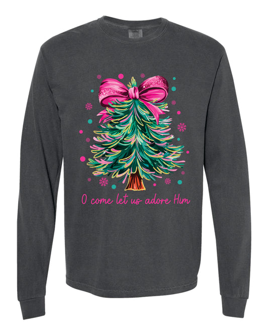 O Come Let Us Adore Him Christmas Tree Shirt