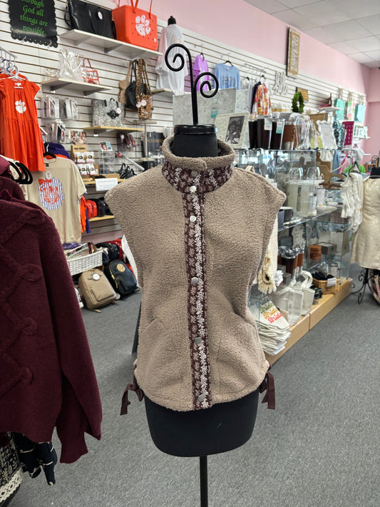 Sherpa Fleece Vest with Side Bows