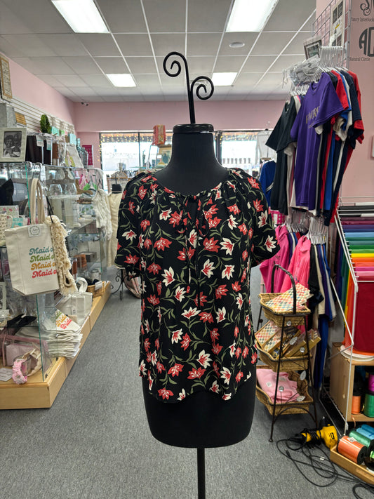Black Floral Blouse