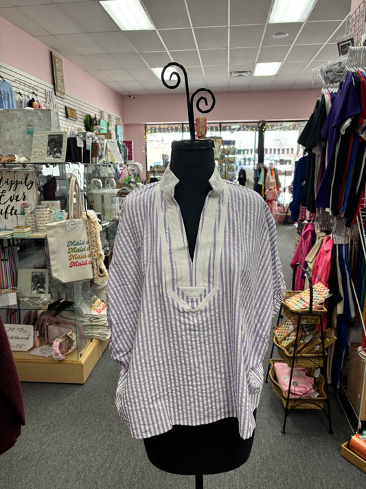 Lavender Dolman Sleeve V Neck