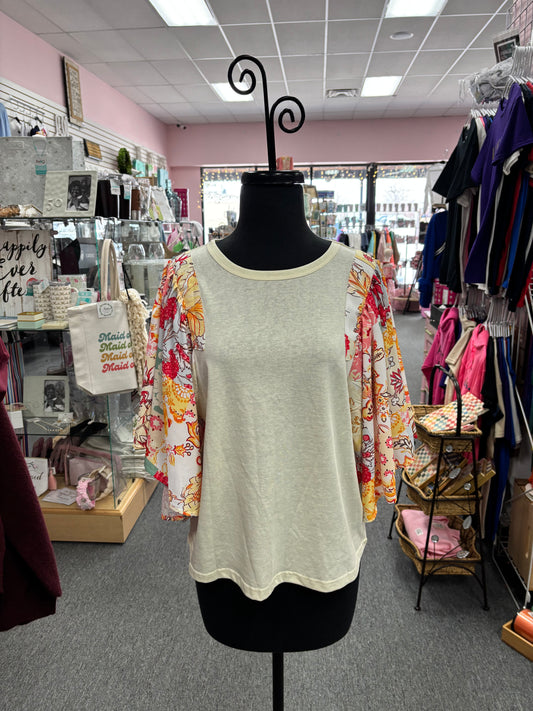 Beige Floral Blouse