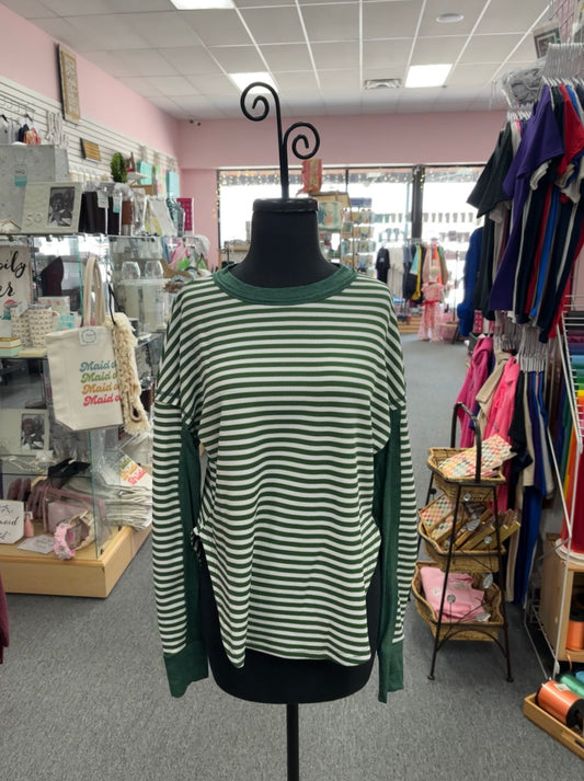 Green Striped Patchwork Shirt