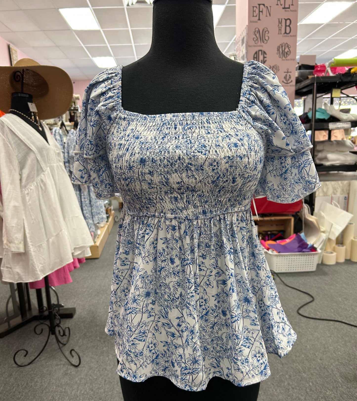Floral Square Neck Blouse