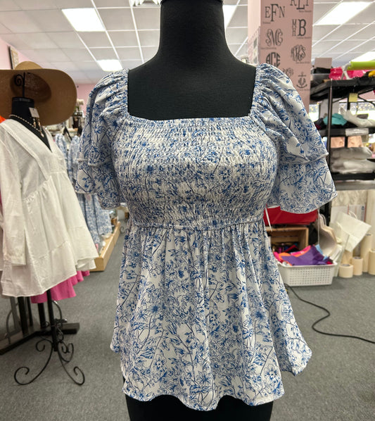 Floral Square Neck Blouse
